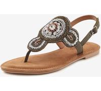 Tongs sandales avec petites pierres fantaisie et perles décoratives - LASCANA - vert olive VERT OLIVE 38