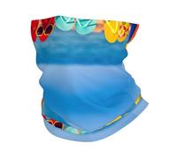 Tongs sur une plage de sable imprimé masque pour temps froid, écharpe, guêtre coupe-vent, cache-cou d'hiver pour homme et femme