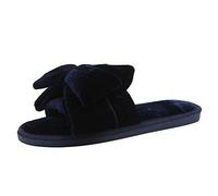 Tongs Tendance en Peluche Nœud Papillon Femme Chaussons Décontractés À Bout Ouvert Pantoufles D’Intérieur Slip on Anti-Dérapant Chaussons Moelleuse pour Automne Hiver, Maison, Salle, Bois Plancher