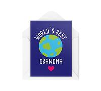 Tongue in Peach Carte d'anniversaire mignonne pour grand-mère avec inscription « World's Best Grandma for Her From The Grandkids » - CBH555