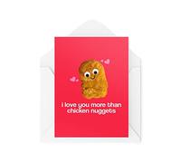Tongue in Peach Carte de Saint-Valentin amusante - I Love You More Than Chicken Nuggets - Carte de pépite de poulet - Cartes d'anniversaire - CBH1447