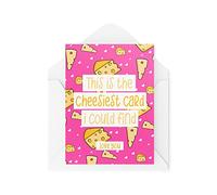 Tongue in Peach Carte de Saint-Valentin amusante - This is the Cheesiest Card I Could Find - Carte pour amateur de fromage - Cartes pour petite amie ou petit ami - Carte d'anniversaire CBH1446