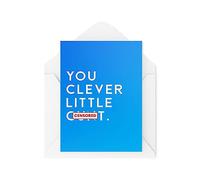 Tongue in Peach Cartes amusantes de remise de diplôme - You Clever Little C*nt - Cartes amusantes pour amis - Carte de test réussie - Carte d'examen - Cartes pour étudiants - CBH1738