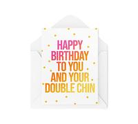 Tongue in Peach Cartes d'anniversaire amusantes | Carte d'anniversaire « Happy Birthday To You & Your Double chin » | Célébrez la meilleure amie des plaisanteries coquines | CBH1058