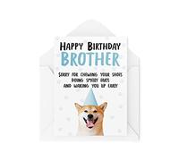 Tongue in Peach Cartes d'anniversaire amusantes pour frère du chien | Cartes de vœux pour les amoureux des animaux de compagnie pour son anniversaire | Carte de désolée pour farter tôt CBH242