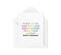 Tongue in Peach Cartes d'anniversaire amusantes pour nièce et neveu - 9 sur 10 enfants reçoivent leur gêne de leur tante - Cartes d'anniversaire pour enfants - CBH1617