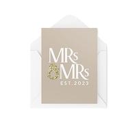 Tongue in Peach Cartes de mariage pour couples gays - Cartes de jeunes mariés - Mrs & Mrs Established 2023 - Carte de mariage - Cartes de félicitations - Mariage LGBT - CBH1800