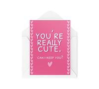 Tongue in Peach Cartes de Saint-Valentin amusantes | Carte de vœux pour couple | You're Really Cute Can I Keep You | Romantique Petite amie Boyfriend CBH807