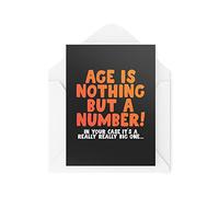 Tongue in Peach Cartes de vœux fantaisie amusantes | Age Is Nothing But A Number | Anniversaire Old Parent Mum Dad Grand-parent Friend Barguilé | CBH1282