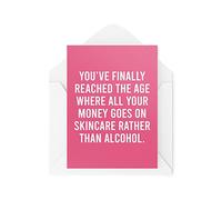 Tongue in Peach Cartes de vœux fantaisie amusantes | All Your Money Goes On Skin Care Plutôt Than Alcohol | Anniversaire Old Parent Bannter Funny Blague | CBH1281