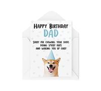 Tongue in Peach CBH243 Cartes d'anniversaire humoristiques pour papa, amoureux des animaux de compagnie, pour son anniversaire, désolé pour farter et réveiller les chaussures à mâcher