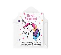 Tongue in Peach CBH504 Cartes d'anniversaire amusantes avec de l'alcool et des licornes pour femme fille fille fille fille sœur Bestie