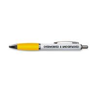 Tongue in Peach Stylo poussoir fantaisie amusant | Stylos à bille | Surmené & UnderF | Papeterie humoristique | Jaune - PP142