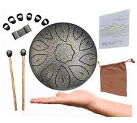 Tongue Tambour Musical 6" - Tambour Tongue C5 en Acier Titane + Baguettes + Étuis + Autocollants - Instrument de relaxation et de méditation (Or)