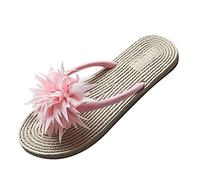 Tongues Élégants pour Femme Été Tongs de Plage et Claquettes de Piscine Bohème Fleurs Mode Flip Flops Antidérapant Plat Pantoufles Léger Respirant Chaussures de Loisirs Douche Mules