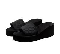 Tongues Femme Été Talon Compensé Mode avec Support de Orthopédique Tongs Plage et Claquettes Piscine Sandales Chaussures Épais Pantoufles Flip Flops Chaussures pour Femmes Pantoufles (A04-Black, 36)