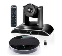 TONGVEO Système de caméra tout-en-un pour salle de conférence et microphone Bluetooth, 1080P 60 fps zoom optique 3 x USB3.0 HDMI PTZ et kit mains libres de conférence amélioré avec microphones