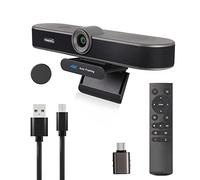 TONGVEO Webcam 4K avec Microphone et Haut-Parleur, Zoom numérique 4X, caméra ePTZ avec télécommande pour Ordinateur de Bureau, encadrement de Voiture AI, Streaming,Appareil Photo pour Zoom,Skype