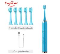 Tongwode brosse à dents électrique sonique USB Rechargeable étanche électronique Ultra sonique blanchiment brosses à dents têtes de rechange White With 3 Heads