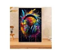 TONGYINLI Affiche vintage avec casque d'écoute, peinture pop art, graffiti, toile murale, art de rue, image amusante, décoration de salon, maison (40 x 60 cm, cadre intérieur)