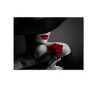 TONGYINLI Affiches d'art mural sur toile de femme élégante pour le salon, impressions de roses noires, blanches et rouges, images de décoration murale moderne, peinture 40x60cm cadre