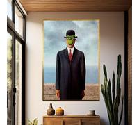 TONGYINLI Affiches et estampes de l'homme au chapeau melon style Magritte, peinture sur toile surréaliste d'une tête de pomme, impression murale classique abstraite (30x40cm/cadre intérieur)