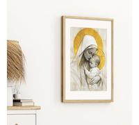 TONGYINLI Affiches et estampes vintage de l'Enfant Jésus, décoration murale religieuse chrétienne nordique, peinture sur toile représentant la famille sacrée (80x120cm/cadre intérieur)