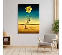 TONGYINLI Affiches et impressions abstraites de tournesols, toile murale représentant une main tenant une tige, peinture classique surréaliste moderne, décoration intérieure (50 x 75 cm/sans cadre)