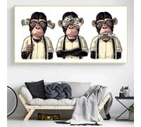 TONGYINLI Affiches et impressions d'animaux, peinture sur toile abstraite représentant trois singes et un gorille, images pour décoration de salon, 70 x 140 cm, sans cadre