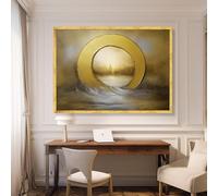 TONGYINLI Affiches et impressions Golden Circle, art mural métallique moderne, peinture abstraite de vagues, décoration intérieure, tenture murale sur toile de luxe (30x40cm/cadre intérieur)