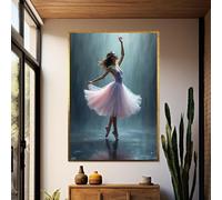 TONGYINLI Affiches et impressions murales de danse de ballerine, peinture sur toile élégante de ballerine, pour salon, décoration murale intérieure (50x75cm/cadre intérieur)