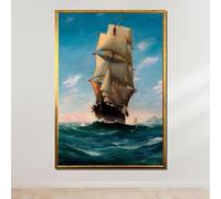 TONGYINLI Affiches et impressions sur toile représentant de majestueux voiliers, art mural de paysage marin, peinture de voyage en mer, œuvre d'art décorative maritime (60x90cm/cadre intérieur)