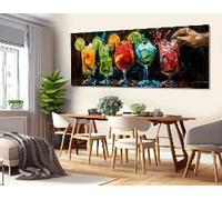 TONGYINLI Affiches sur toile représentant des cocktails, peintures à l'huile abstraites sur toile, idéales pour le salon ou la décoration murale d'un bar à domicile (70 x 210 cm/cadre intérieur).