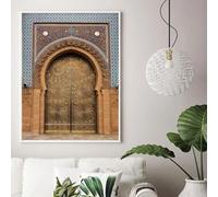 TONGYINLI Affiches vintage de porte nordique marocaine, images d'art d'architecture célèbres, peinture sur toile de salon, décoration d'intérieur 70x100cm cadre