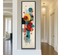 TONGYINLI Art mural moderne du milieu du siècle, format vertical et étroit : Grande peinture à l'huile abstraite géométrique sur toile, affiche imprimée verticalement et fine (35 x 105 cm/sans cadre)