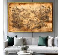 TONGYINLI Carte du Monde du Milieu - Décoration Murale : Tableau sur Toile Vintage Écrit dans un univers Fantastique, Affiche Inspirée, Décoration pour Salle de Jeux (70x110cm/Sans Cadre)