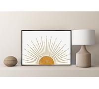 TONGYINLI Décoration murale bohème, art mural minimaliste soleil, affiche soleil doré, décoration moderne pour chambre d'enfant, tableau style milieu du siècle (60 x 90 cm/sans cadre)