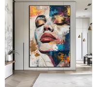 TONGYINLI Décoration murale moderne pour la maison, peinture sur toile, art mural abstrait de visage de femme, affiches d'art imprimées de portrait de femme coloré (60 x 80 cm, sans cadre)