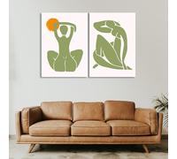 TONGYINLI Ensemble de 2 toiles imprimées classiques, art mural abstrait, décoration intérieure moderne, art sur toile style Matisse, peinture minimaliste (60 x 80 cm x 2 / cadre intérieur)