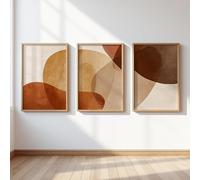 TONGYINLI Ensemble de 3 tableaux abstraits beiges sur toile, style minimaliste et superposé, décoration murale neutre pour salon et chambre (60 x 80 cm x 3 / sans cadre)