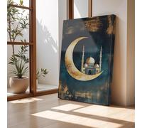TONGYINLI Ensemble de peintures sur toile abstraites représentant un croissant de lune doré : images d'art de mosquée : affiches et impressions du Ramadan, décoration murale (50 x 75 cm, sans cadre)