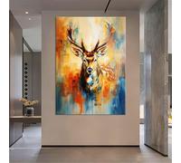 TONGYINLI Grand tableau mural cerf, affiches et impressions sur toile colorées pour décoration de salon, portraits d'animaux, 80 x 120 cm, sans cadre