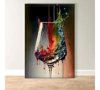 TONGYINLI Grande décoration murale de cuisine, peinture colorée sur verre à vin | Impressions sur toile | Cadeau pour amateur de vin | Décoration murale abstraite 30 x 40 cm, sans cadre
