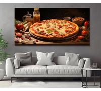 TONGYINLI Grande peinture de pizza imprimée sur toile, affiche de pizza, décoration murale, art mural pour la cuisine, fresque murale pour restaurant (80x160cm/sans cadre)