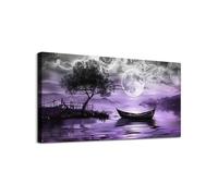 TONGYINLI Grande peinture murale, toiles décoratives, impressions abstraites en noir et blanc, peintures de paysages violets, cadre 90 x 180 cm