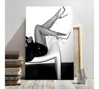 TONGYINLI Impression de talons hauts, affiche de luxe, art mural noir et blanc, toile texturée, décoration murale pour chambre à coucher, salon, 40 x 60 cm, sans cadre