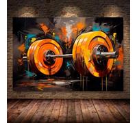 TONGYINLI Impression sur toile aquarelle avec haltères, graffiti, sport, motivation, art mural, fitness, salle de sport, décoration, affiche de musculation, 50 x 75 cm, sans cadre