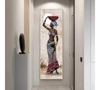 TONGYINLI Impression sur toile représentant un portrait de femme africaine, grand format, décoration murale, salon, 50 x 150 cm, sans cadre
