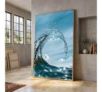 TONGYINLI Impression sur toile « Vagues océaniques », tableau mural représentant des éclaboussures d'eau cristalline, décoration de paysage marin côtier (50 x 70 cm/sans cadre)