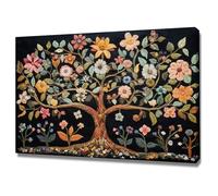 TONGYINLI Peinture à l'huile sur toile représentant l'arbre de vie, affiches et impressions florales abstraites, décoration murale pour salon (60 x 80 cm, cadre intérieur)